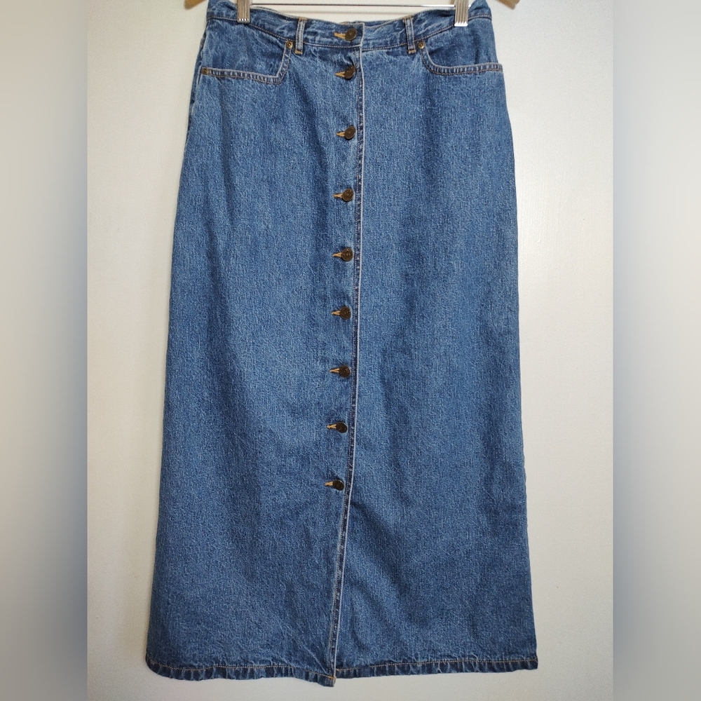 Eddie Bauer Denim Button-Down Maxi Skirt
